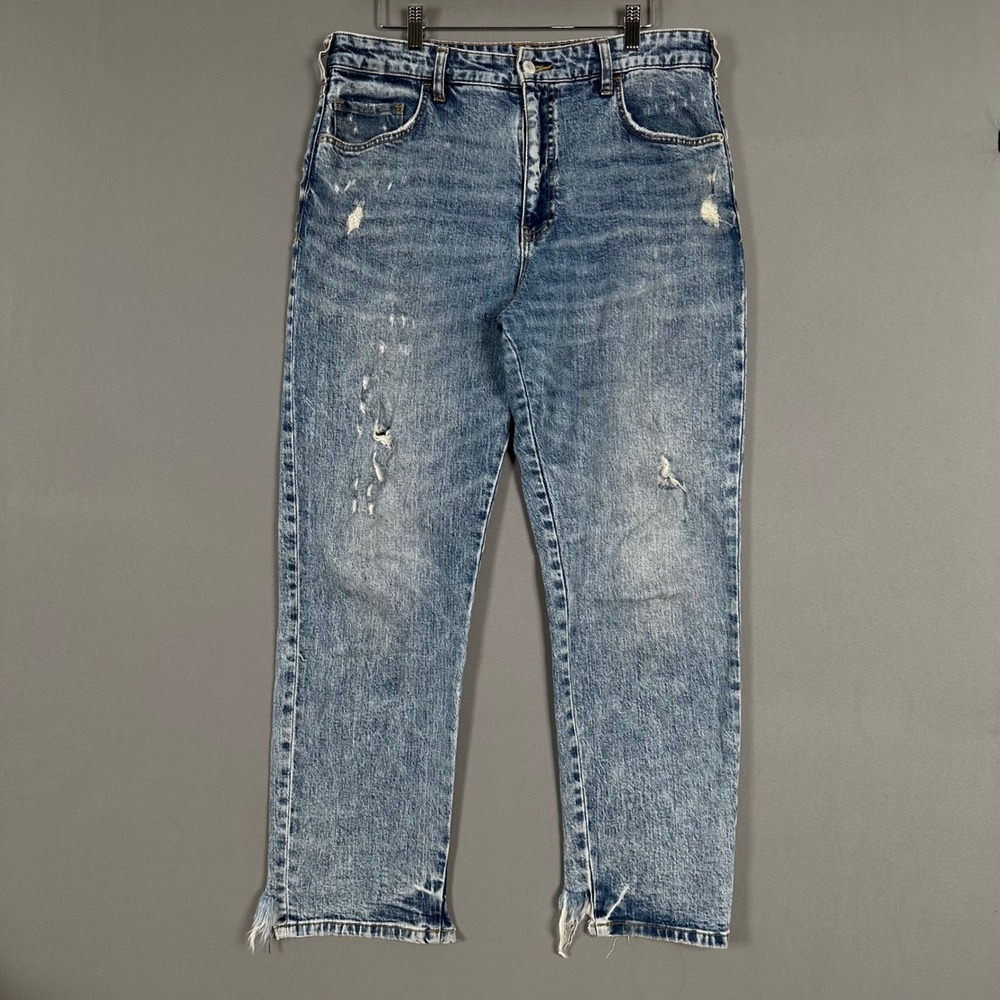 Pilcro and the Letterpress Distressed Straight Leg Jeans Light Wash Women 29